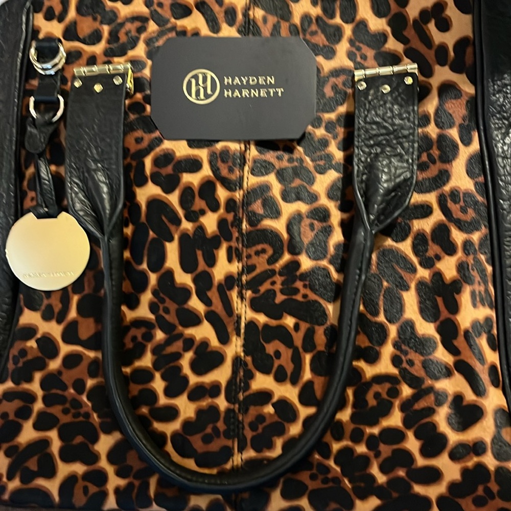 Hayden Harnett expandable leopard-print haircalf satchel - Picture 3 of 16